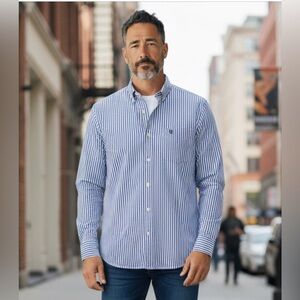 American Living Mens XL Pinstriped Button Down Long Sleeve Shirt 100% Cotton